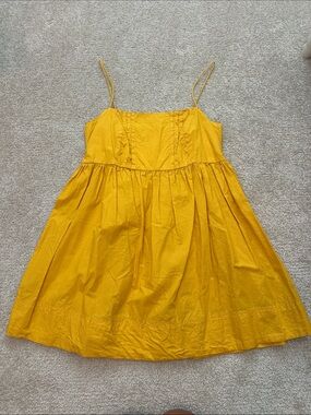 Anthropologie Mustard Yellow Spaghetti Strap Mini Dress